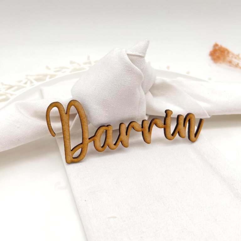 Natural Wood Personalized Wedding Name Tags | Custom Place Cards for Birthdays, Bachelorette Parties, and Events