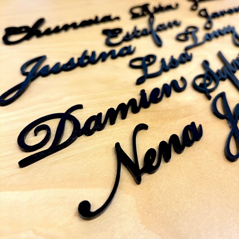 Acrylic and Wooden Wedding Place Card Signs – Personalized Laser-Cut Name Tags for Your Special Day