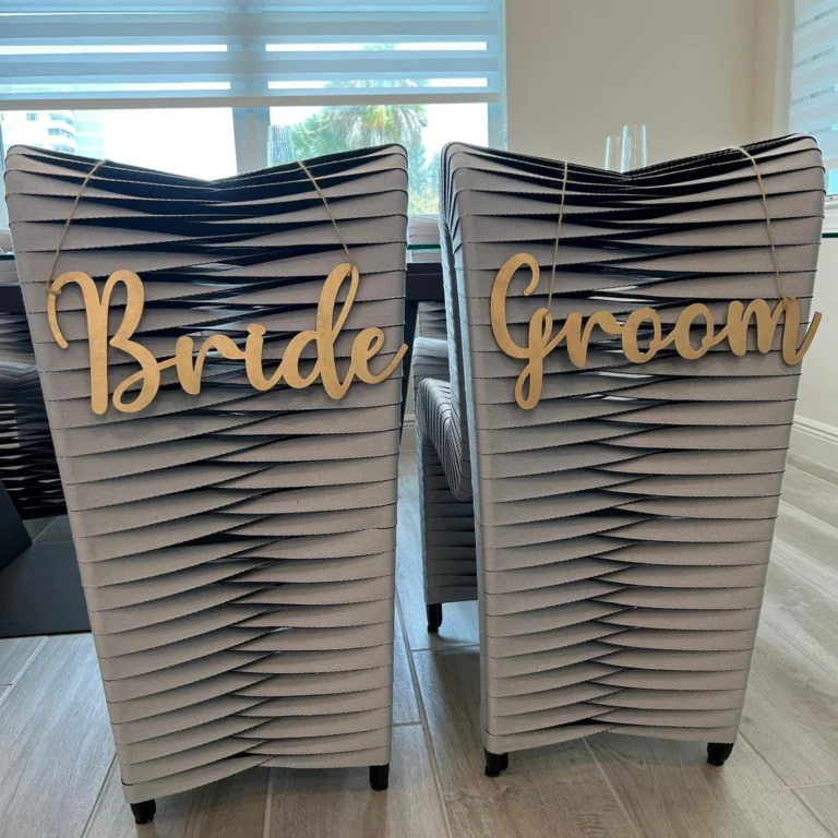 Bride and Groom Chair Signs for Weddings – Elegant Wedding Chair Decorations, Rustic Bride Groom Signs, and Custom Wedding Chair Signs